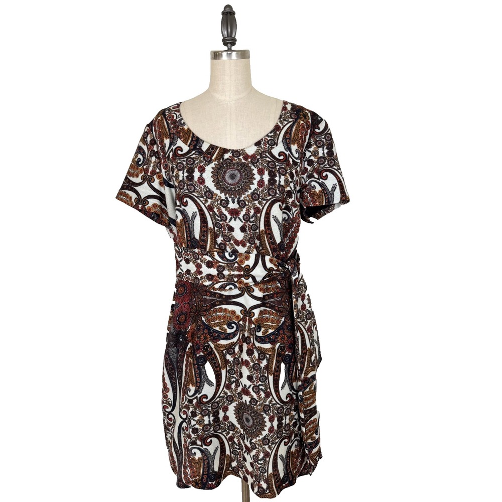 See by Chloé Womens Dress‎ Size 12 Paisley Jacquard Tie Waist Short Sleeve Boho - Picture 3 of 13